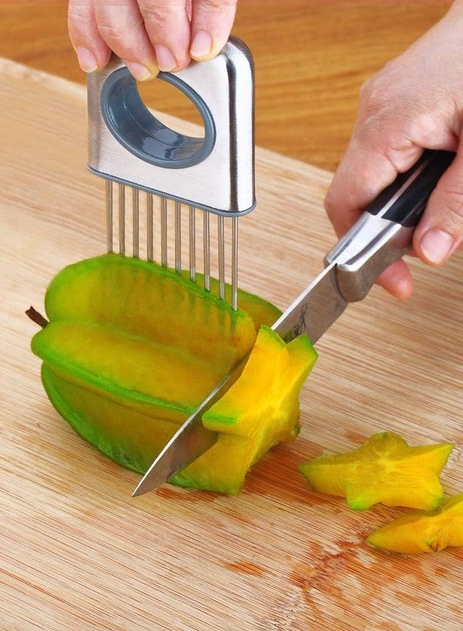 Trifecta Onion Holder Slicer, Airlxf Stainless Steel Fork Slicing Tomato Cutter Onion Peeler Odor Eliminator Vegetable Potato Cutter Slicer Gadget Multipurpose Meat Tenderizers - Image 2